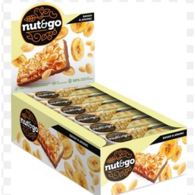 Nut N Go арахис с банановыми чипсами 42гр 1*18 (КВК460) батончик Яшкино