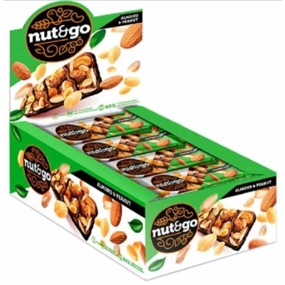 Nut N Go миндаль с арахисовой пастой 36гр 1*18 (КВК451) батончик Яшкино