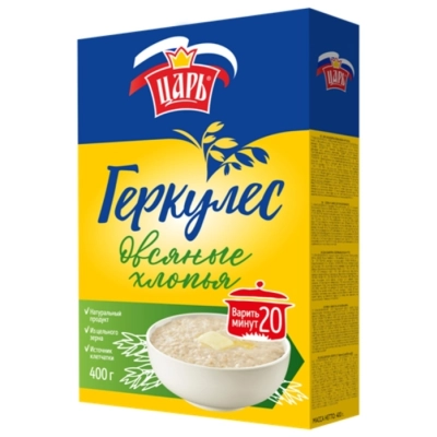 .Хлопья овсяные Геркулес ЦАРЬ 400гр 1*20 м/у