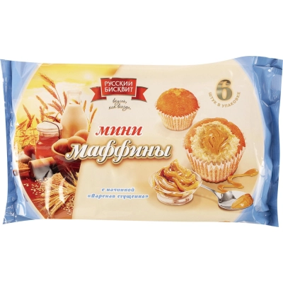 Мини-маффины 200гр 1*16 (варенная сгущенка) Русский Бисквит