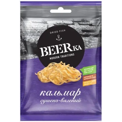 BEERKA Кальмар филе соломка 18гр 1*25 (БМ317)
