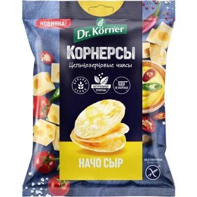 Dr. Korner кукурузно-рисовые 50гр 1*14 с сыром начо чипсы