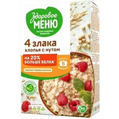 Здоровое меню 4 злака с нутом 400г 1*6 Коробка Архиповская