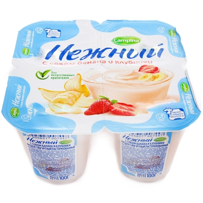 Нежный йогурт 1,2% 100гр*24 банан клубника