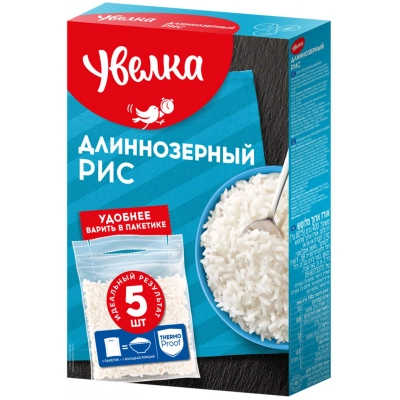 Рис (913) длиннозёрный 5*80гр 1*6 Увелка Коробка