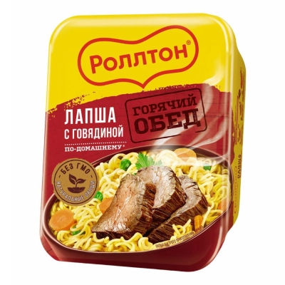 Роллтон 90гр 1*24 Говядина лоток Лапша б\п яичная