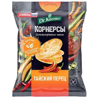 Dr. Korner кукурузно-рисовые 50гр 1*14 тайский перец чипсы