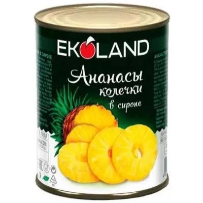 Ананасы Кольца  ж/б 580/565гр 1*24  EKOLAND Шайба