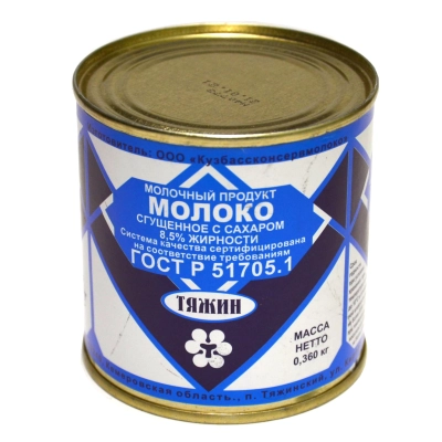 Молоко сгущ. ж/б 360гр 1*45 ТЯЖИН (синее) 8,5%