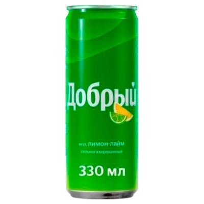 Добрый 0,33л ЛИМОН-ЛАЙМ 1*12  Ж/Б газ.вода