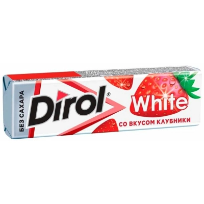 Дирол 13,6гр 1*30 Клубника White ШТУЧНО Жевательная резинка