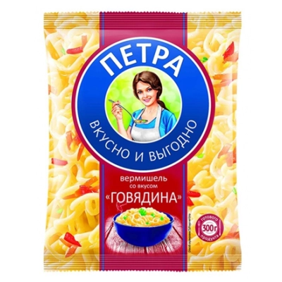 Петра 50гр 1*56 Говядина брикет Лапша б\п