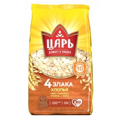4 злака хлопья овсяные 