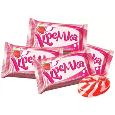 Кремка (НК166) 500гр 1*12 клубничный вкус Яшкино Карамель