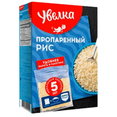Рис (911) пропаренный 5*80гр 1*6 Увелка Коробка