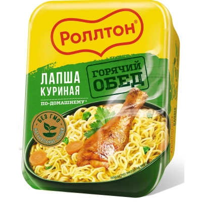 Роллтон 90гр 1*24 Курица лоток Лапша б\п яичная