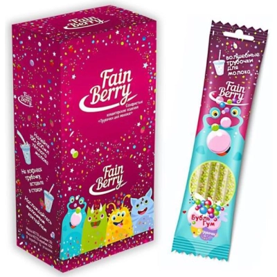 Трубочка для молока БУБЛЬ ГУМ 30гр 1*14 fAIN BERRY