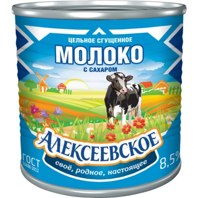 Молоко сгущ. ж/б Алексеевское 360гр 1*20 8,5% ключ ГОСТ