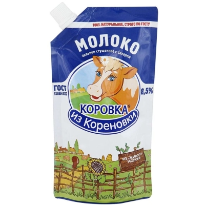 Молоко сгущ. ДойПак 270гр 1*12 Коровка из Кореновки Гост 8,5%