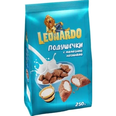 Leonardo 250гр 1*10 (КВР147) подушечки с молочной начинкой