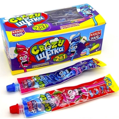 CRAZY Щетка 2в1 15гр 1*30 жидкая конфета + сах.конфета