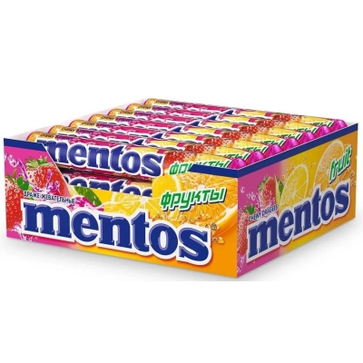 Ментос 37,5гр 1*24 Фруктовый Жевательная конфета