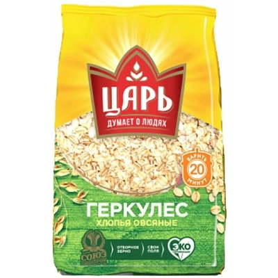 Геркулес овсяные хлопья Царь 400гр 1*20 м/у