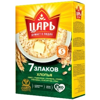 7 злаков овсяные хлопья Царь 400гр 1*16 Коробка