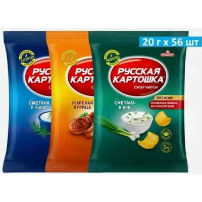 Русская Картошка 20г 1*48 АССОРТИ Чипсы