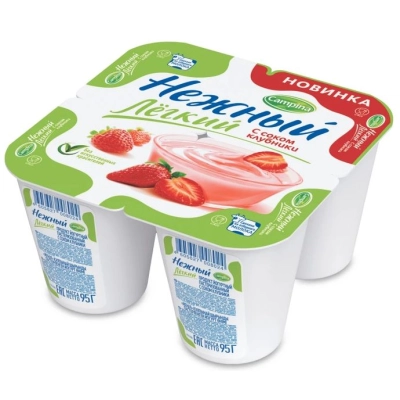 Нежный йогурт 0,1% 95гр 1*24 Клубника