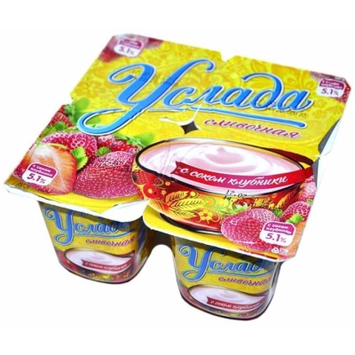 Услада йогурт 5% 95гр 1*24 Клубника Сливочный