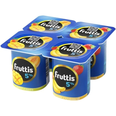 Фруттис йогурт 5% 115гр 1*24 Манго и дыня/Банан и клубника