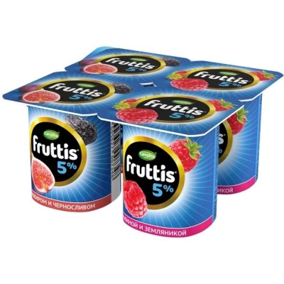 Фруттис йогурт 5% 115гр 1*24 Малина и земляника/Инжир и черника