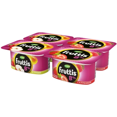 Фруттис йогурт 8% 115гр 1*16 Клубника/Груша и яблоко
