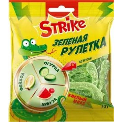 Яшкино Strike 70гр 1*50 (РВМ363) Зелёная рулетка мармелад