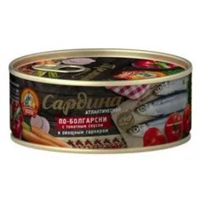Сардина в т/с  с овощ.гарн. по-Болг. 240гр.1*24 КТК Сохраним Традиции