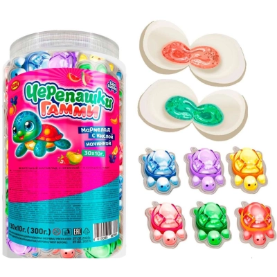 Черепашки Гамми 10гр 1*30 мармелад с кислой начинкой