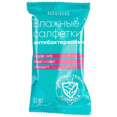 САЛФЕТКИ влажные Акватория Антибактериальные 15шт.1*120
