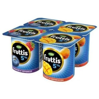 Фруттис йогурт 5% 115гр 1*24 Малина - черника/абрикос манго