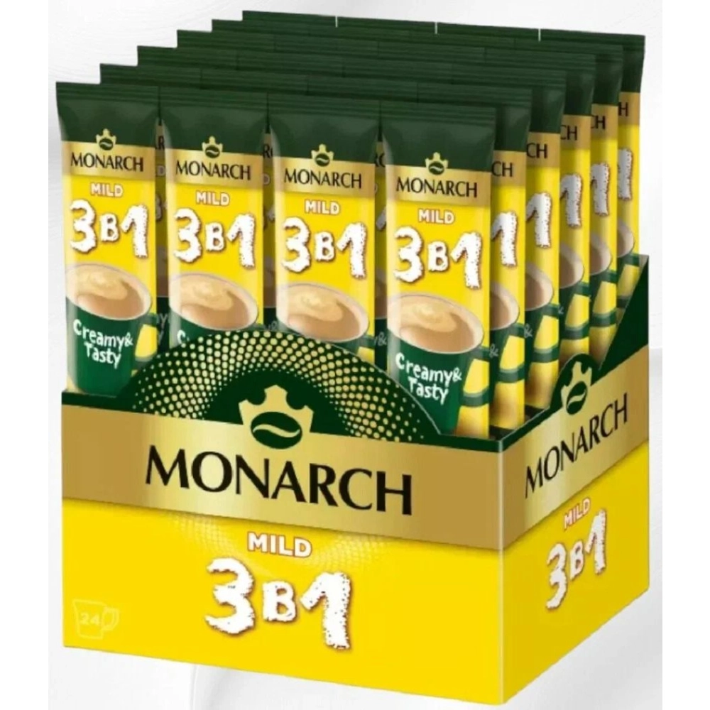 3в1 Монарх 13,5гр 1*24 мягкий (MILD) Кофе растворимый — Продопт96 3в1 Монарх 13,5гр 1*24 мягкий (MILD) Кофе растворимый