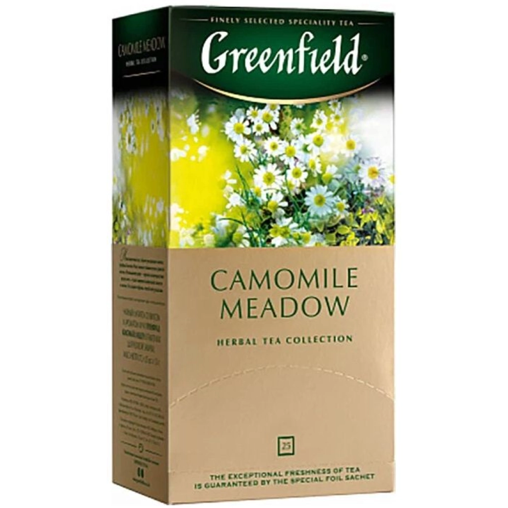 Гринфилд 25 пак трав. (0523) 1*10 ромашка и личи Camomile Meadow Чай пакетированный — Продопт96 Гринфилд 25 пак трав. (0523) 1*10 ромашка и личи Camomile Meadow Чай пакетированный