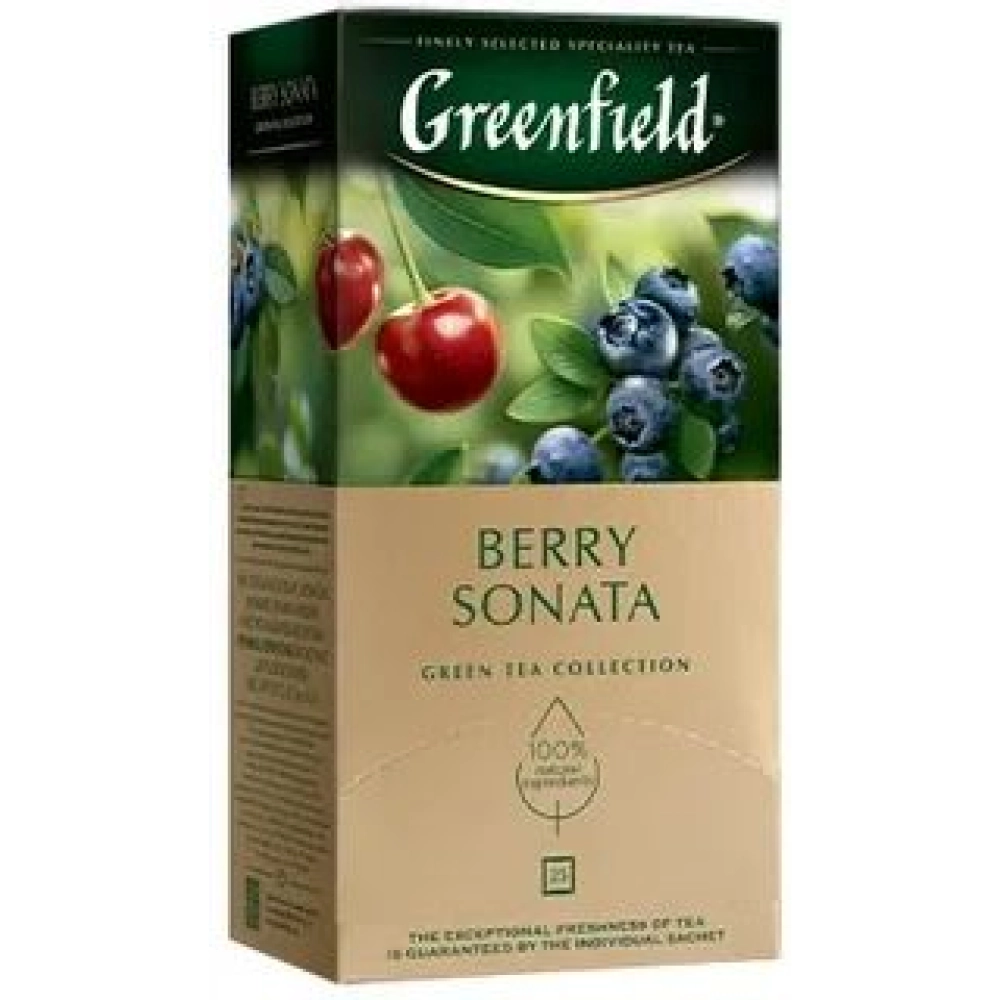 Гринфилд 25 пак зел. (2070) 1*10 клубника,черника,вишня Berry Sonata Чай пакетированный — Продопт96 Гринфилд 25 пак зел. (2070) 1*10 клубника,черника,вишня Berry Sonata Чай пакетированный