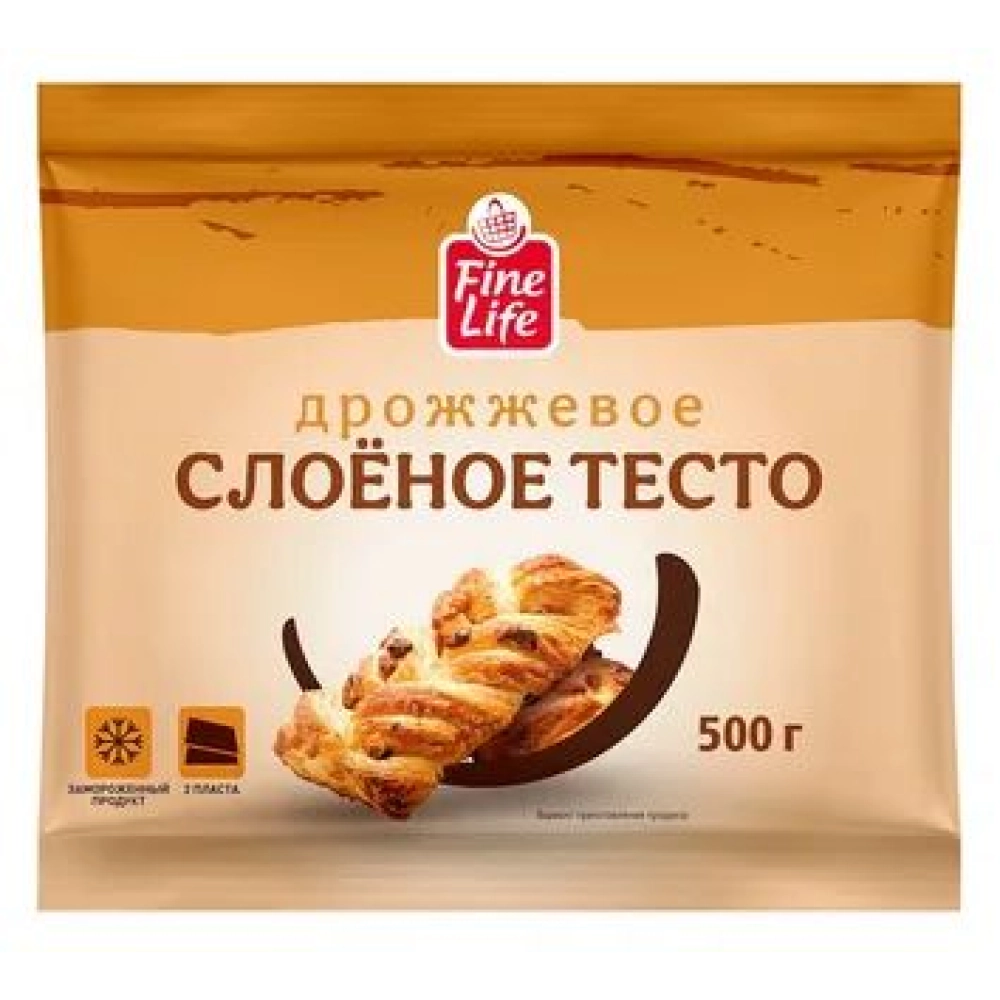 Тесто FINE LIFE 500гр слоеное дрожжевое зам — Продопт96 Тесто FINE LIFE 500гр слоеное дрожжевое зам