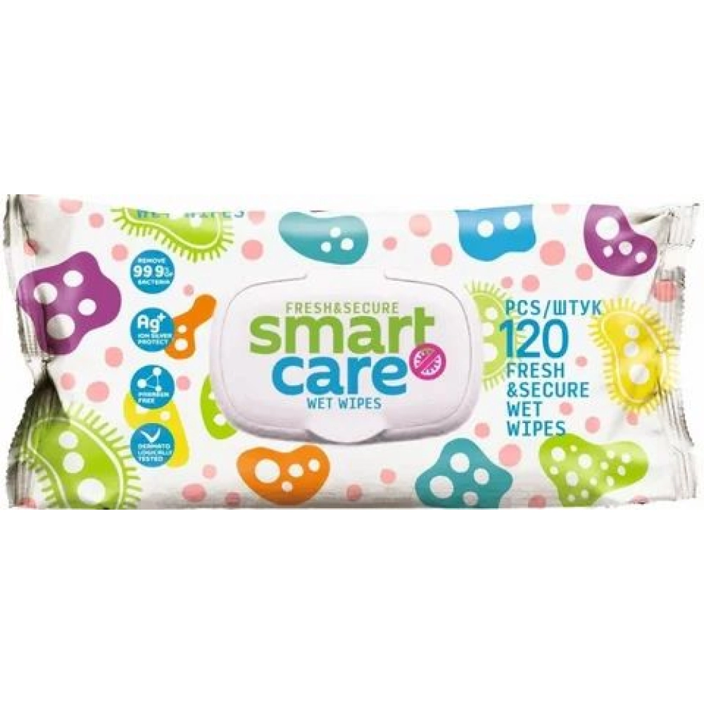 САЛФЕТКИ влажные 120шт Smart Care с крышкой 1*10 — Продопт96 САЛФЕТКИ влажные 120шт Smart Care с крышкой 1*10